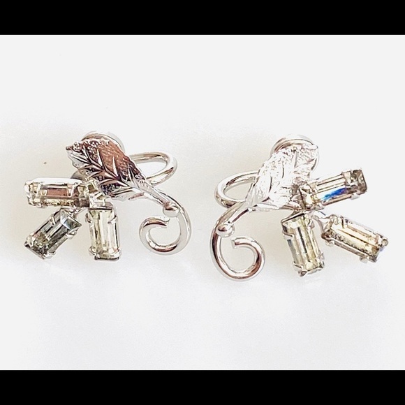 Earrings Sorrento Sterling Silver Screw Back Earrings Vintage Glass Crystals - Picture 4 of 9